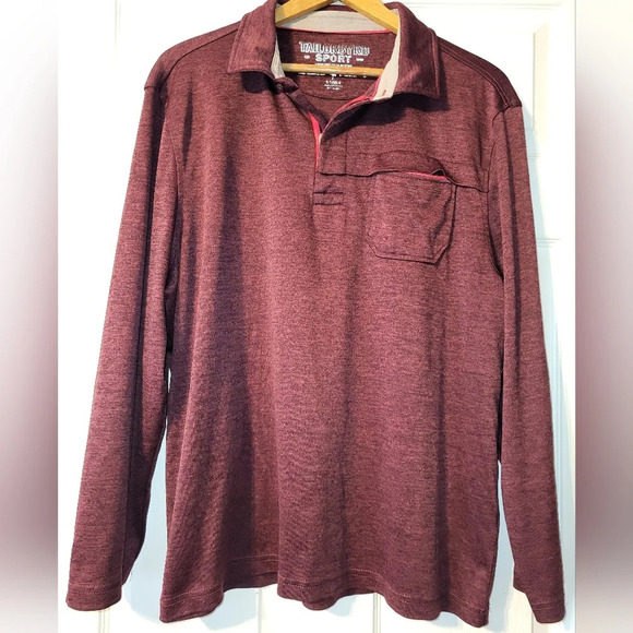 Tailorbyrd Sport Burgundy Red Long Sleeve Polo Active Shirt Size X Large - Picture 1 of 8